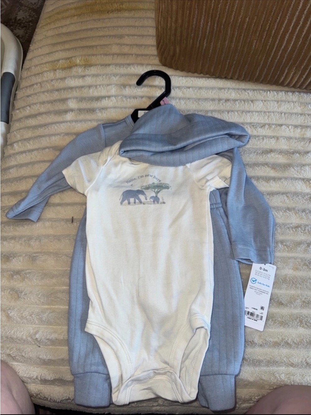 Carter's Blue & White Baby One-Piece Set with Elephant Motif